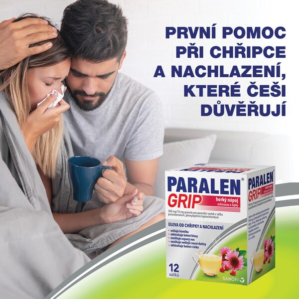 Paralen Grip Horký nápoj echinacea a šípky 12 sáčků