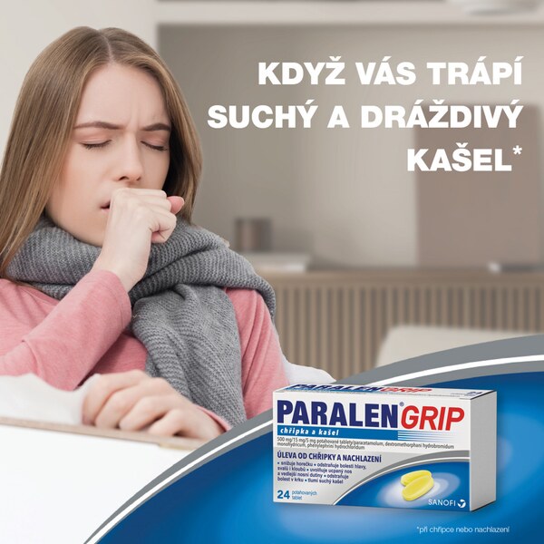 Paralen Grip Chřipka a kašel 24 potahovaných tablet Paralen Grip Chřipka a kašel 24 potahovaných tablet