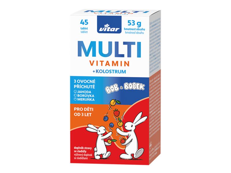 Vitar Kids Bob a Bobek Multivitamin + kolostrum 45 tablet Vitar Kids Bob a Bobek Multivitamin + kolostrum 45 tablet