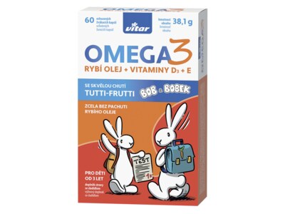 Vitar Kids Bob a Bobek Omega 3 rybí olej + vitaminy D3 + E 60 kapslí