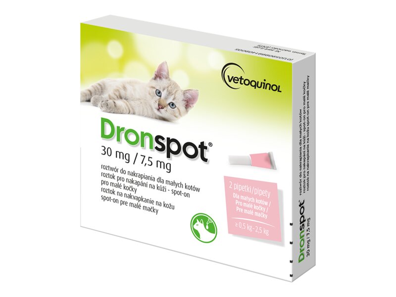Dronspot 30 mg/7,5 mg pro malé kočky spot-on 2x0,35 ml