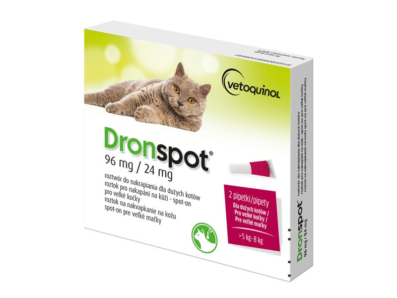 Dronspot 96 mg/24 mg pro velké kočky spot-on 2x1,12 ml