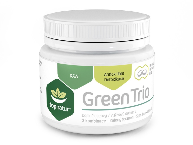 Topnatur Green Trio Chlorella, Spirulina, Zelený ječmen 180 tablet