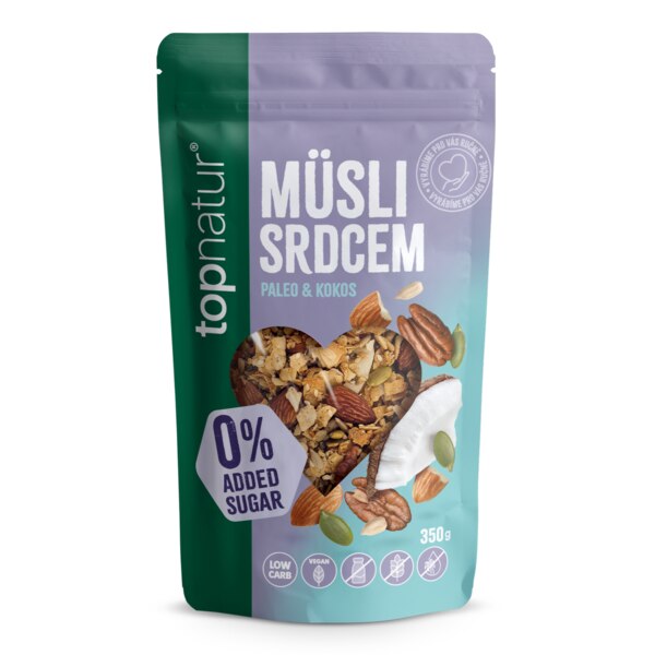 Topnatur Low Carb Müsli srdcem Paleo&Kokos 350 g Topnatur Low Carb Müsli srdcem Paleo&Kokos 350 g