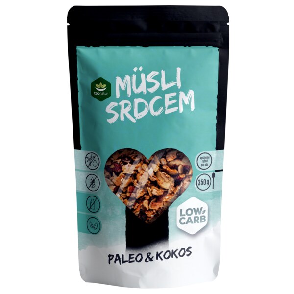 Topnatur Low Carb Müsli srdcem Paleo&Kokos 350 g Topnatur Low Carb Müsli srdcem Paleo&Kokos 350 g