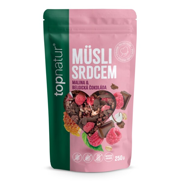 Topnatur Müsli srdcem malina&belgická čokoláda 250 g Topnatur Müsli srdcem malina&belgická čokoláda 250 g