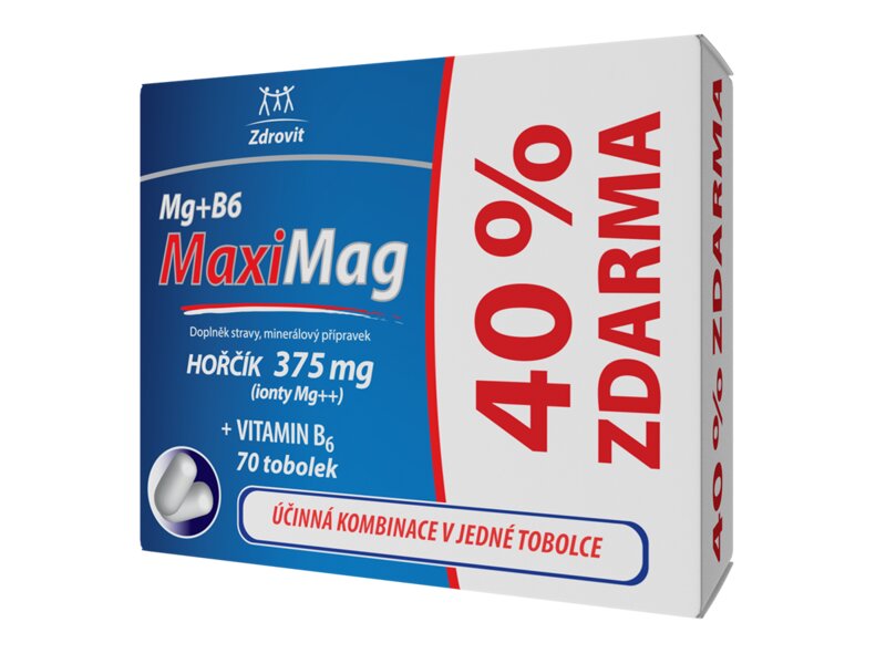 Zdrovit MaxiMag Hořčík 375 mg + B6 70 tobolek 40 % zdarma