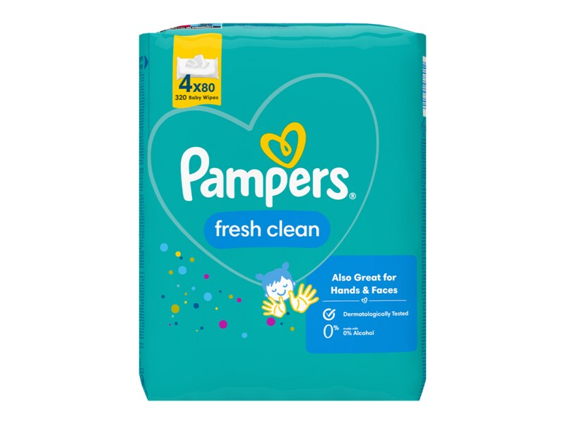 Pampers Fresh Clean XXL dětské čisticí vlhčené ubrousky 4x80 ks