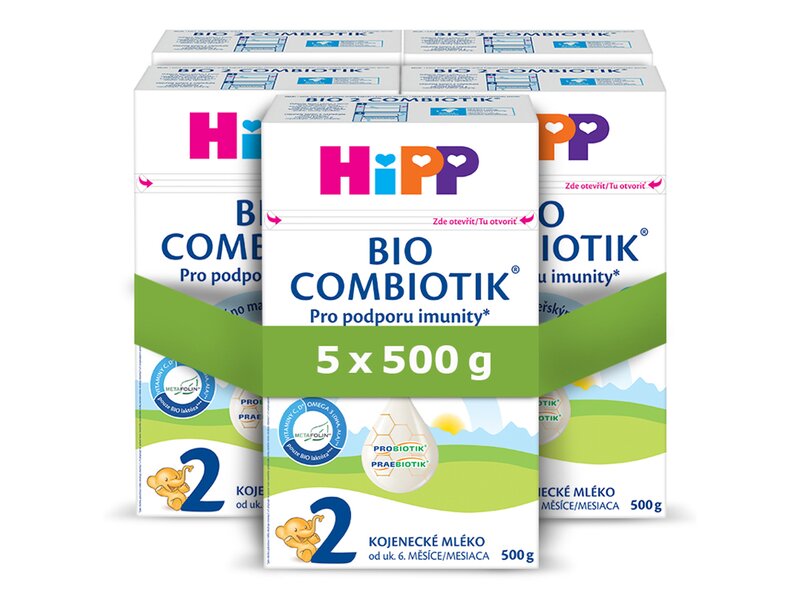 Hipp 2 BIO Combiotik Pokračovací kojenecké mléko 5x500 g
