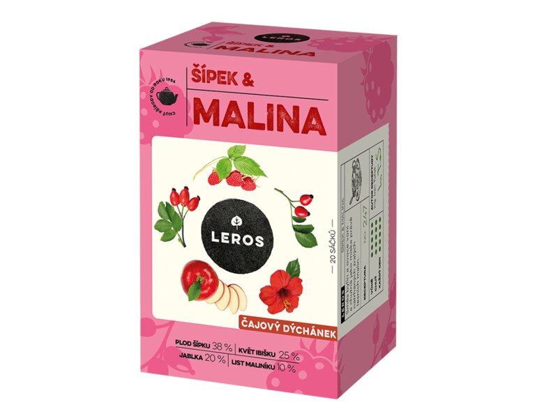 Leros Čajový dýchánek šípek & malina 20x2 g