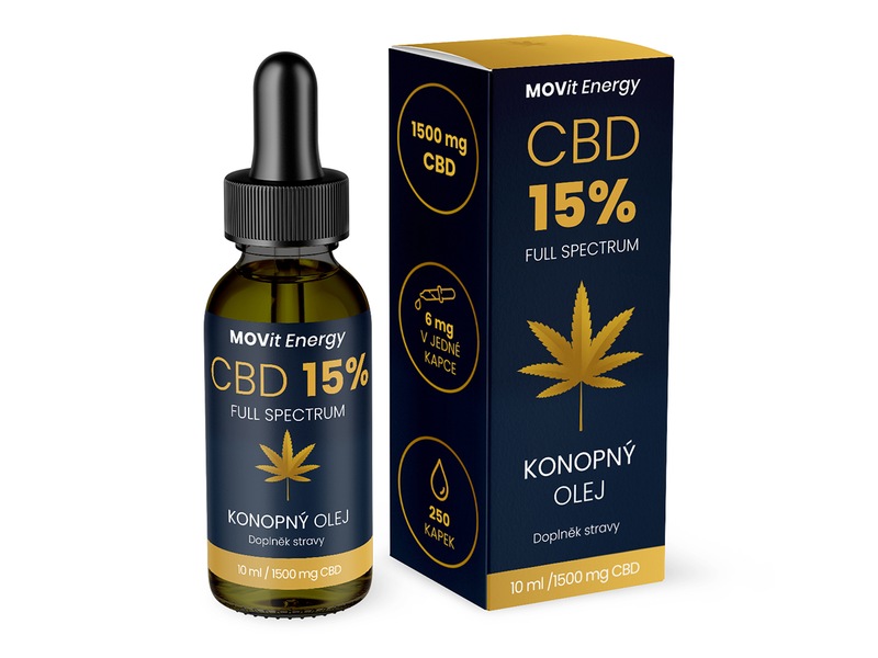 MOVit CBD 15% Full Spectrum konopný olej 10 ml