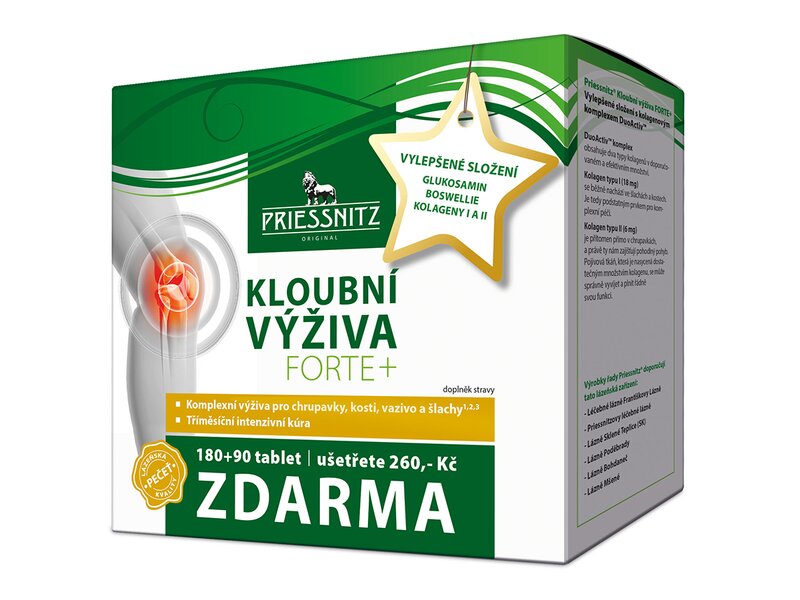 Priessnitz Kloubní výživa Forte+ s kolageny 180+90 tablet