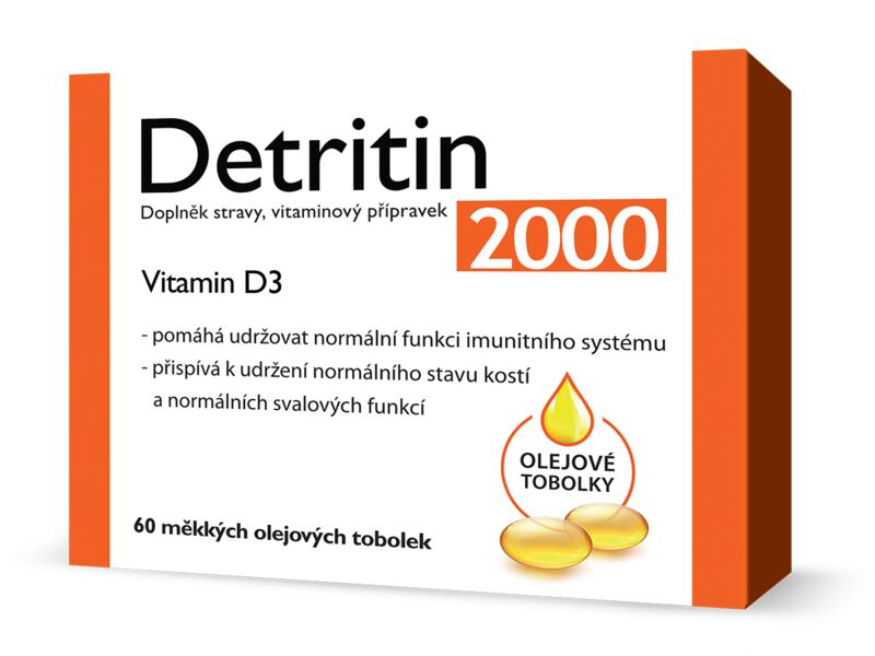 Detritin Vitamin D3 2000 IU 60 měkkých tobolek Detritin Vitamin D3 2000 IU 60 měkkých tobolek