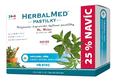 Dr. Weiss HerbalMed Eukalypt + máta + vitamin C 24+6 pastilek