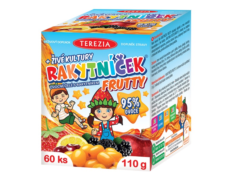 Rakytníček Frutty + živé kultury ovocné želé 60 ks