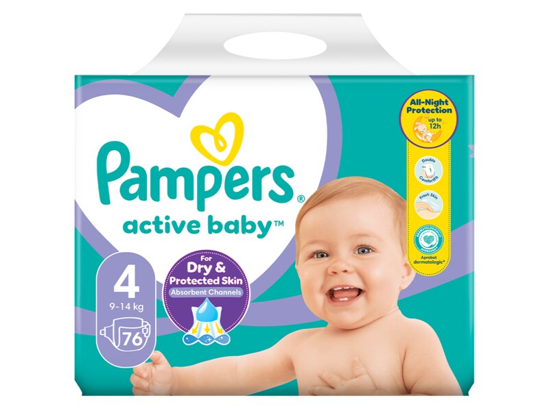 Pampers Active Baby Giant Pack vel. 4 (9-14 kg) dětské plenky 76 ks