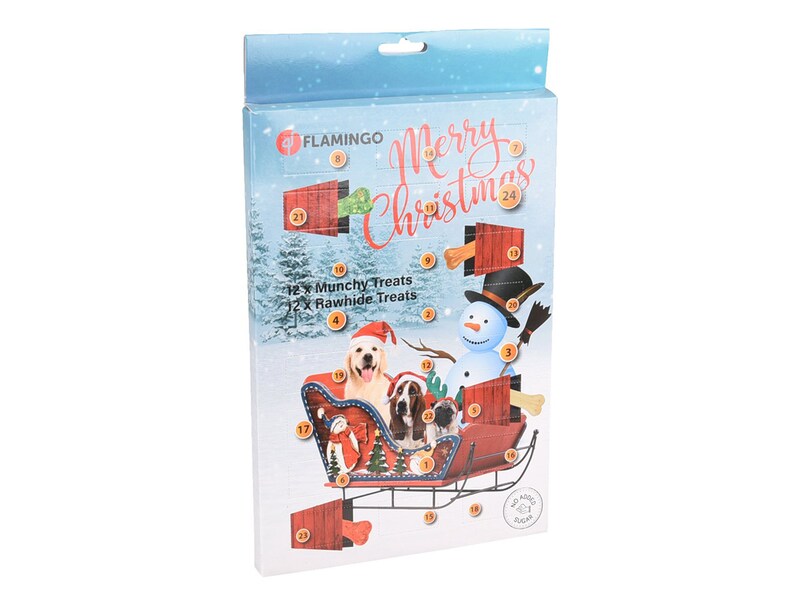 Flamingo Adventní kalendář pro psy Munchy/RAW pamlsky