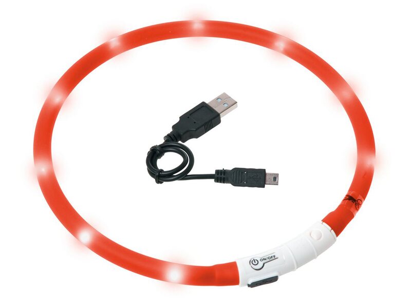 Karlie LED světelný obojek červený obvod 20-75 cm