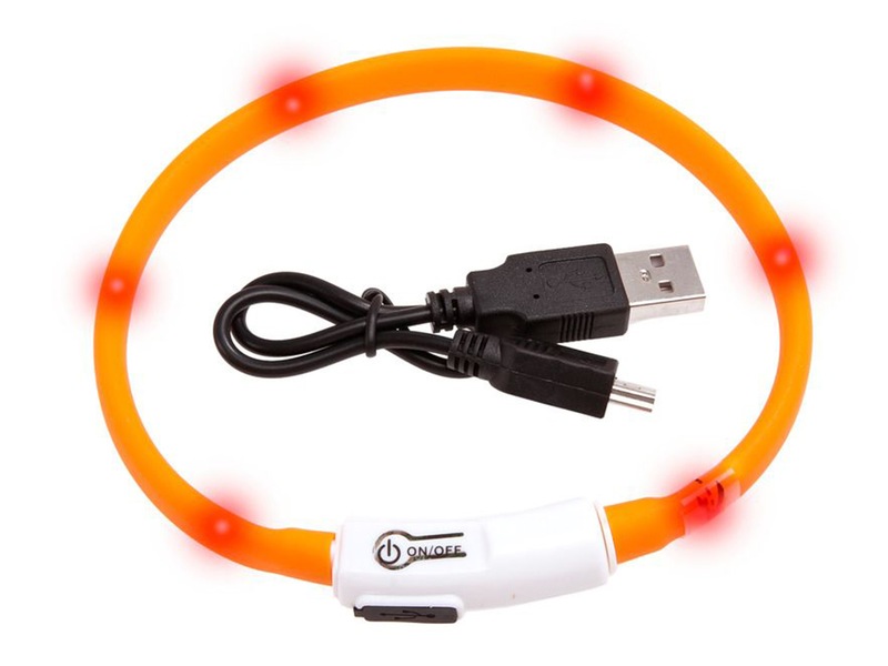 Karlie LED světelný obojek pro kočky oranžový obvod 20-35 cm
