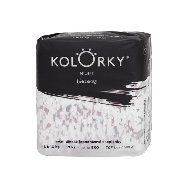Kolorky Night dětské plenky eko L 8-13 kg 19 ks