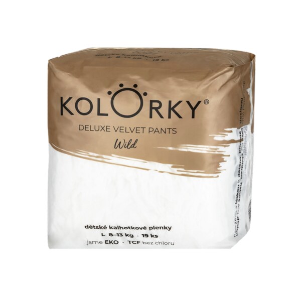 Kolorky Deluxe Velvet dětské plenkové kalhotky eko L 8-13 kg 19 ks Kolorky Deluxe Velvet dětské plenkové kalhotky eko L 8-13 kg 19 ks