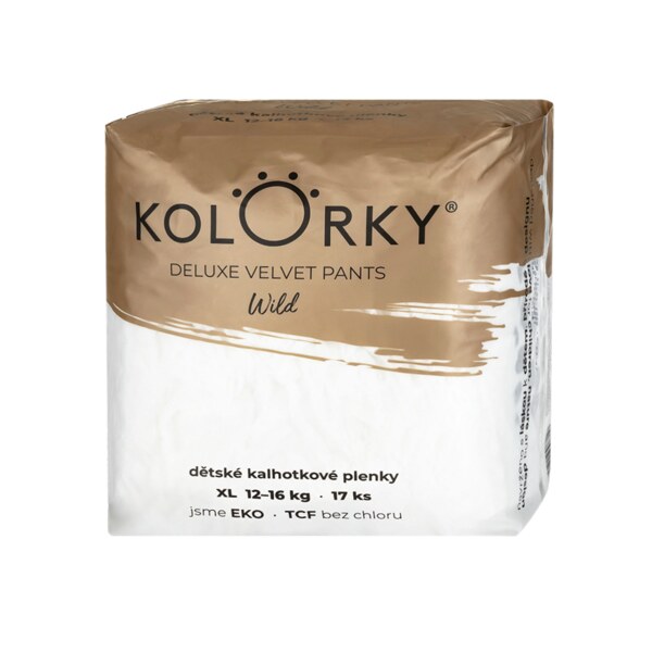 Kolorky Deluxe Velvet dětské plenkové kalhotky eko XL 12-16 kg 17 ks