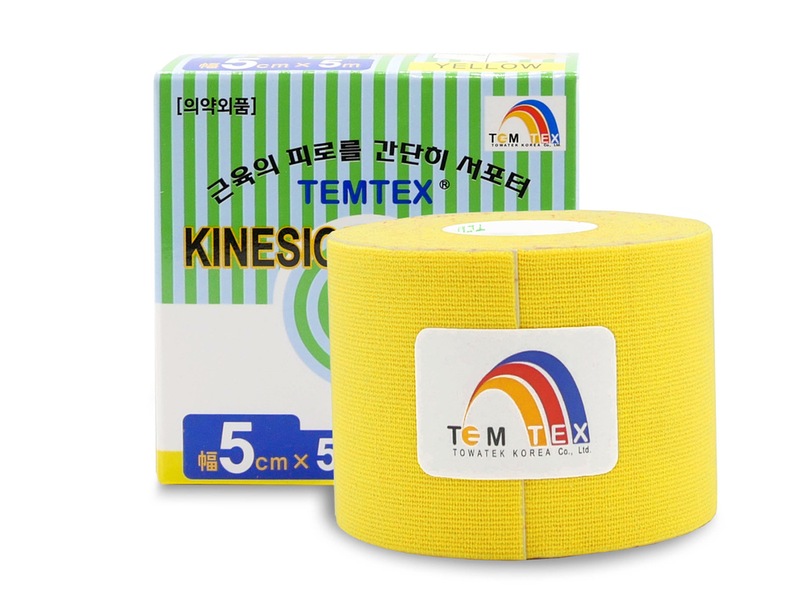 Temtex Kinesio Tape tejpovací páska žlutá 5 cm x 5 m