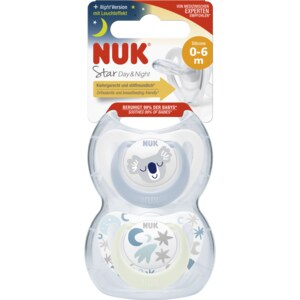 NUK Star dudlík 0-6m Den&Noc 2 ks NUK Star dudlík 0-6m Den&Noc 2 ks