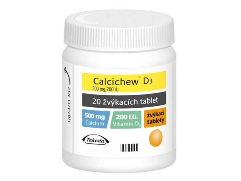 Calcichew D3 500 mg/200 IU 20 žvýkacích tablet