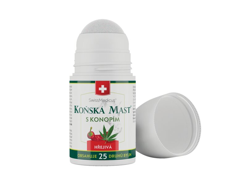 SwissMedicus Koňská mast s konopím hřejivá roll on 4 ml