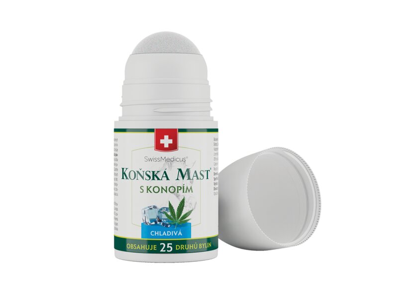 SwissMedicus Koňská mast s konopím chladivá roll on 90 ml