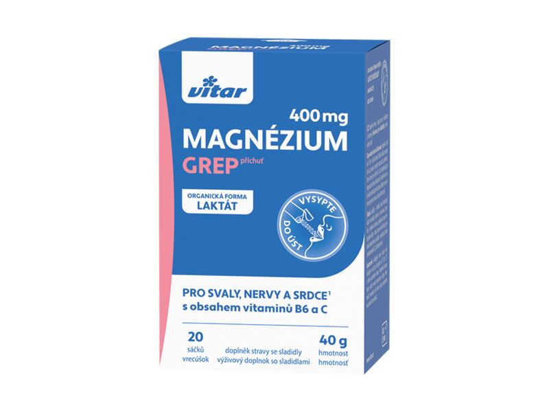 Vitar Magnézium Grep 400 mg s vitamínem B6 a C 20 sáčků