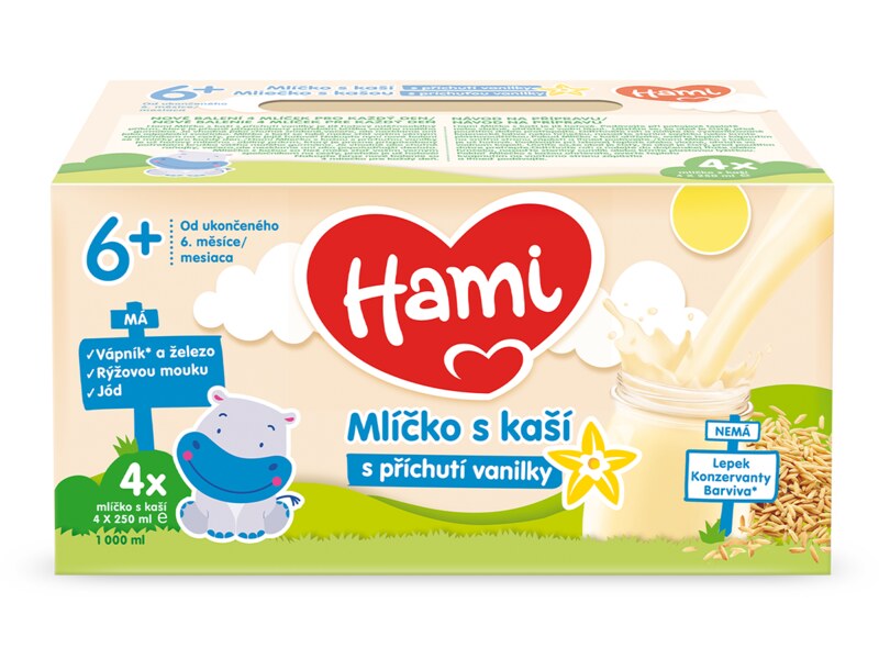 Hami Mlíčko s kaší s příchutí vanilky 4x250 ml