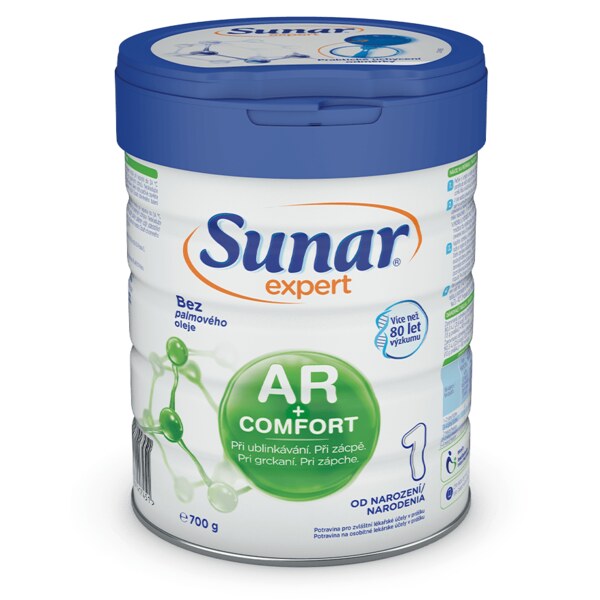 Sunar Expert AR+Comfort 1 počáteční kojenecké mléko při ublinkávání, zácpě a kolikách 700 g