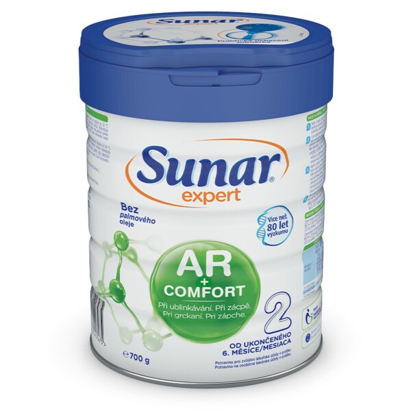 Sunar Expert AR+Comfort 2 pokračovací kojenecké mléko při ublinkávání, zácpě a kolikách 700 g