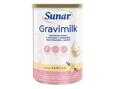 Sunar Gravimilk s příchutí vanilka pro těhotné a kojící ženy 450 g