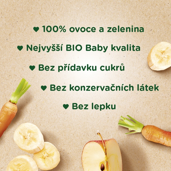 Sunar BIO ovocná kapsička jablko, banán, mrkev 4m+, 100 g 