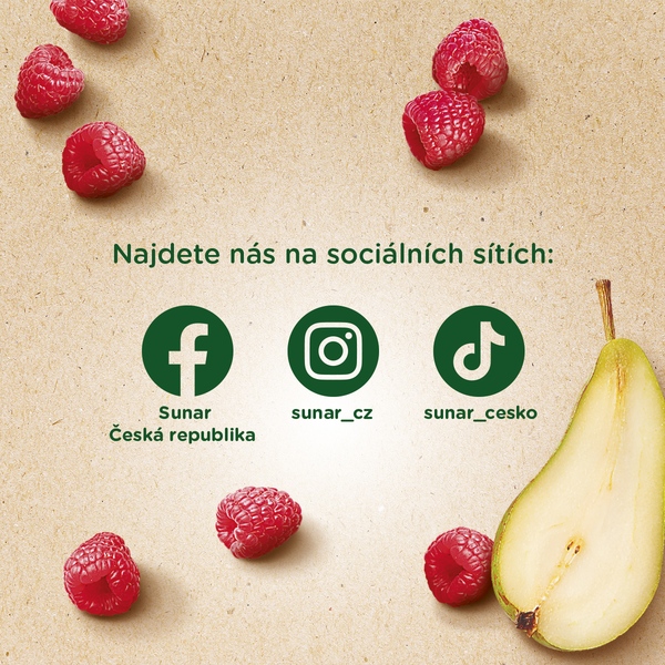 Sunar BIO ovocná kapsička hruška, malina 4m+, 100 g 