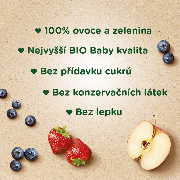 Sunar BIO ovocná kapsička jablko, jahoda, borůvka 4m+, 100 g 