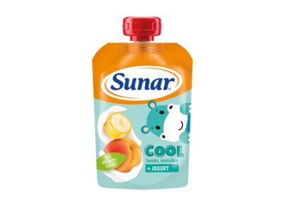 Sunar Cool ovocná kapsička banán, meruňka, jogurt 12m+, 110 g Sunar Cool ovocná kapsička banán, meruňka, jogurt 12m+, 110 g