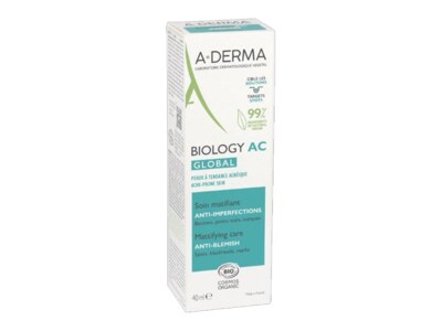 A-Derma Biology AC Global zmatňující péče proti nedokonalostem pleti 40 ml