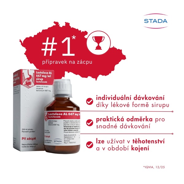 Lactulose AL sirup při zácpě 200 ml