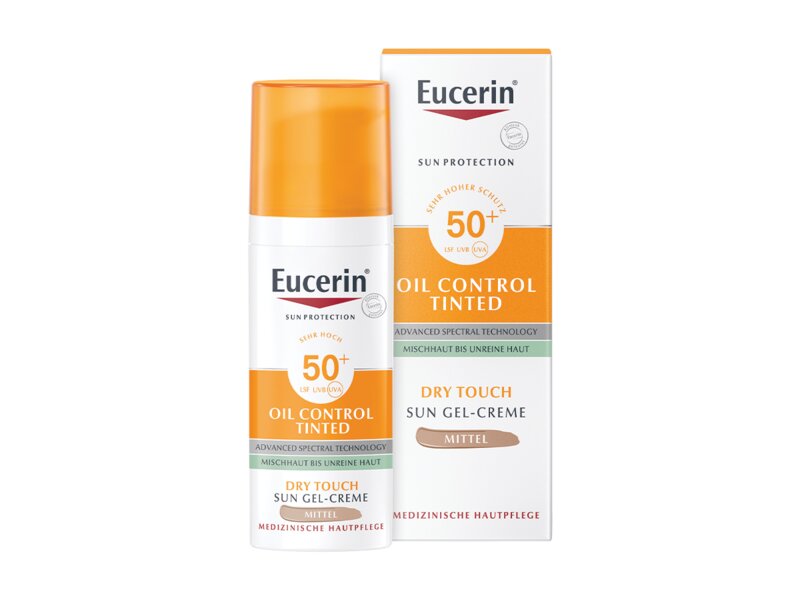 Eucerin Sun tónovací krémový opalovací gel středně tmavý SPF50+ 50 ml 